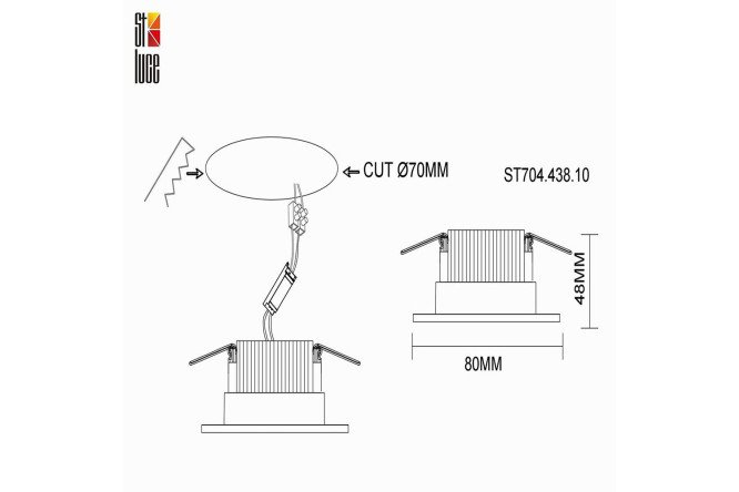 Светильник встраиваемый LED ST LUCE ST704 3 кв.м, 8x6x8 см, LED