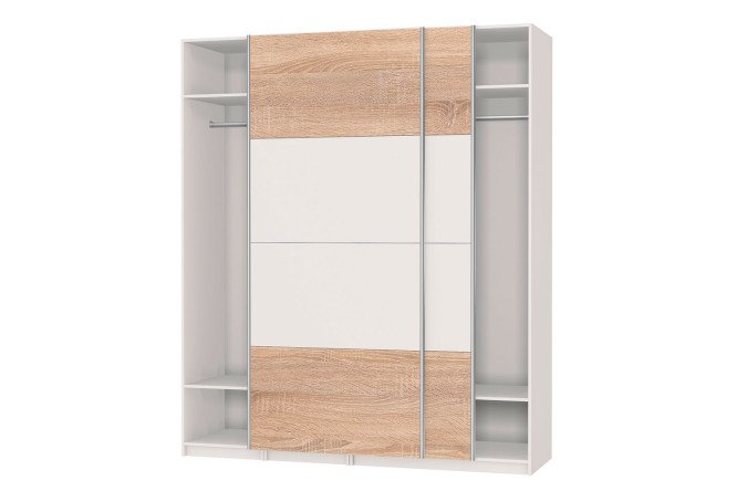 Изображение товара Шкаф-купе Оскар 200х236х58 см белый дуб Сонома с зеркалами и ручками