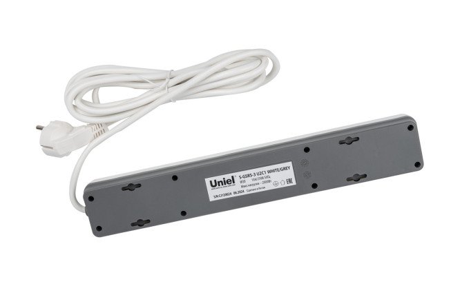 Фото 8 Сетевой фильтр Uniel Standard S-GSR5-3 U2C1 WHITE/GREY с заземлением 3 м