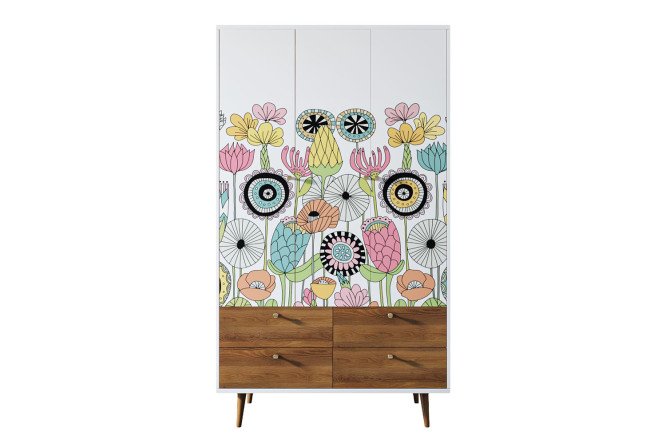 Изображение товара Шкаф 3-створчатый с 4 ящиками Berber 115х200х55 см ЛДСП