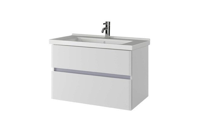 Изображение товара Тумба подвесная Sanstar Велья 80,5 см с раковиной белая мебель для ванной