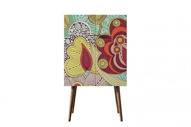 Изображение товара Комод Berber с принтом и коричневым каркасом 70х120х45 см