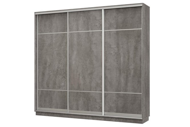 Изображение товара Шкаф-купе 3-дверный Практик 240х220х45 см, бетон, цвет профиля - серебро