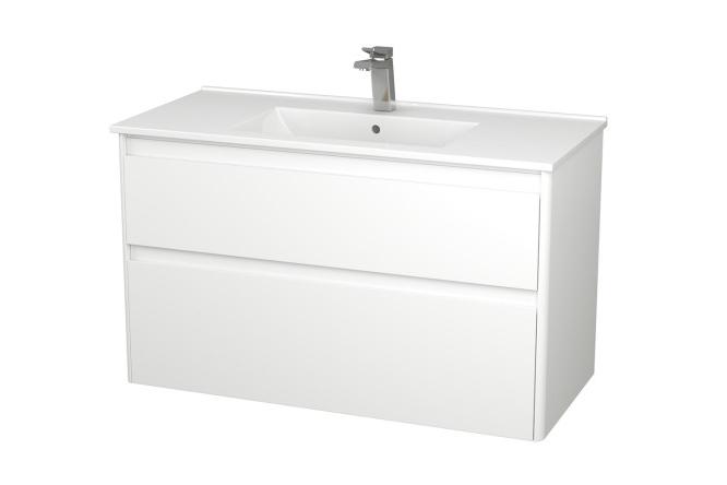 Изображение товара Подвесная тумба Aventino с 2 ящиками 101 см белый глянец