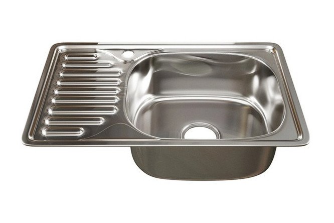 Изображение товара Врезная кухонная мойка MIXLINE 536117 с крылом из нержавеющей стали, 66x42x18 см, правый выпуск