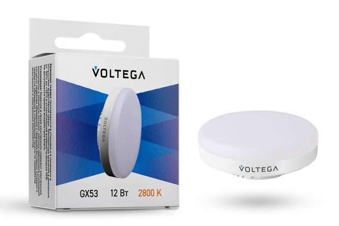 Изображение товара Лампа светодиодная VOLTEGA Simple VG2 GX53, 12W, Таблетка, 2800 К, Тёплый
