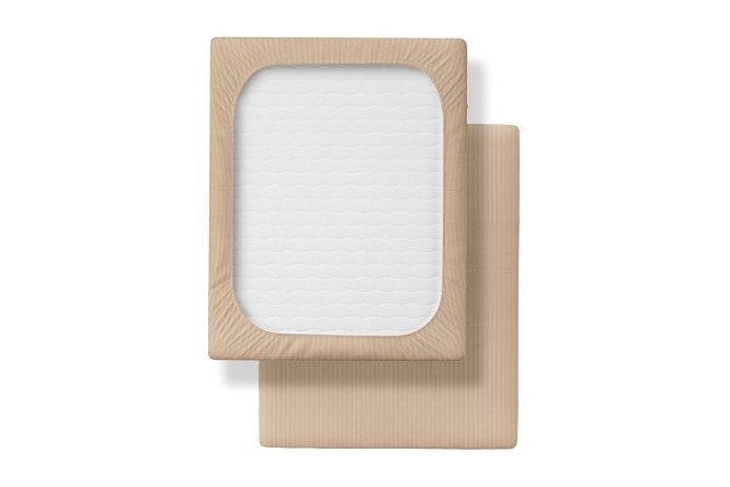 Простыня на резинке Stripe Premium Bronze Страйп-сатин 140х200 см, До 22 см