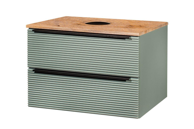 Изображение товара Подвесная тумба RUNO Орлеан 70 см с зеленым фасадом и натуральным каркасом