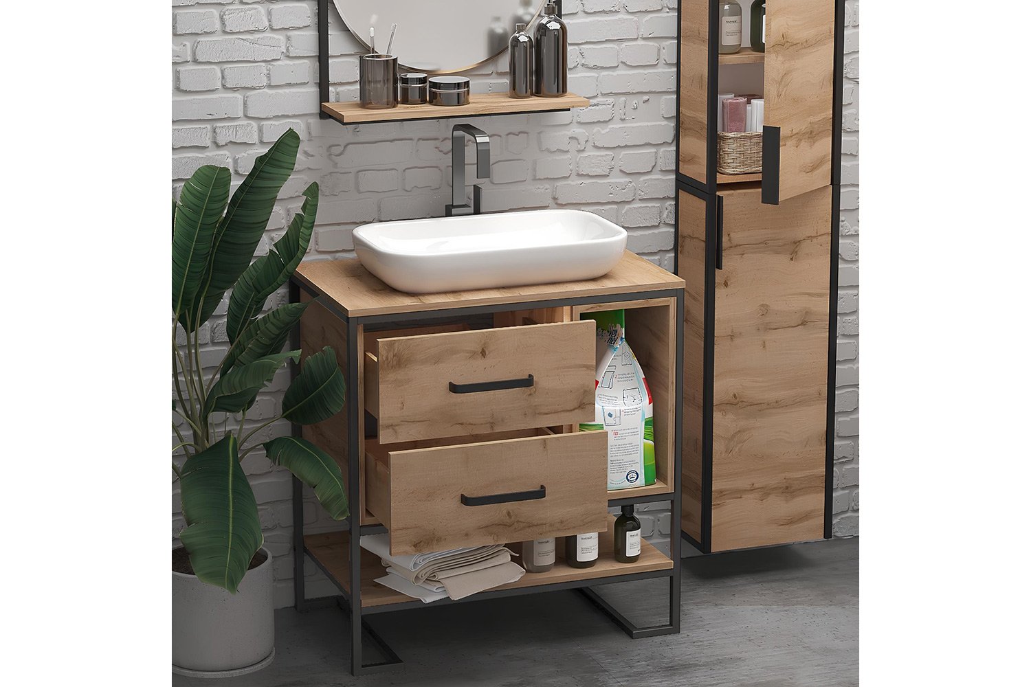 Тумба 1Marka Grunge Loft 80 см, цвет дуб вотан