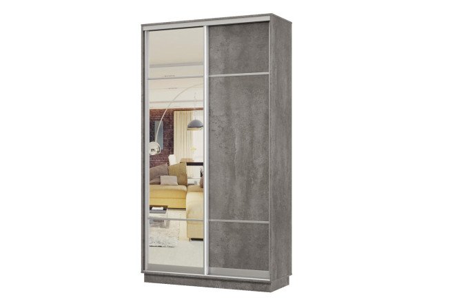 Изображение товара Двухдверный шкаф-купе Практик 120x240 см бетон, серебряный профиль