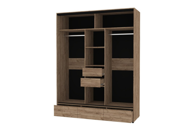 Фото 14 Шкаф-купе 3-дверный Mod 180х239х62 см, дуб табачный Craft, с одним зеркалом