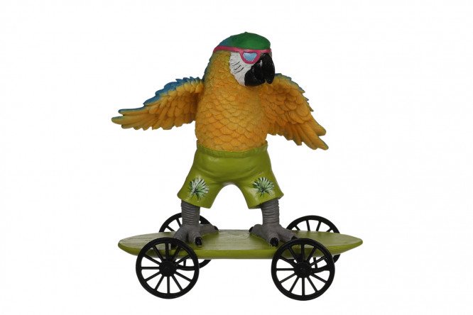 Декоративная фигурка Попугай на скейте 13 см в ассортименте