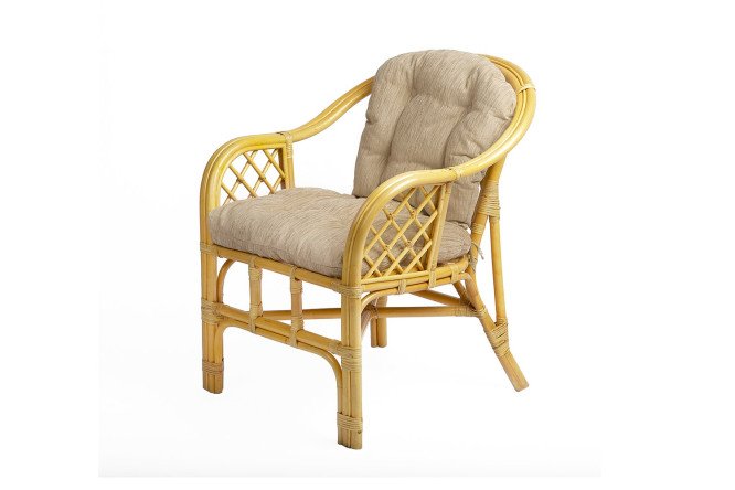 Изображение товара Кресло Маркос с мёдовым каркасом и бежевыми мягкими элементами