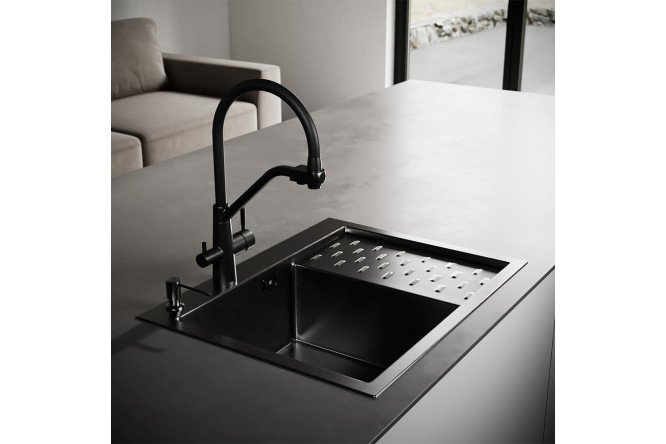 Мойка врезная с дозатором и крылом РМС MRK 6350BL-L 63х50х18 см