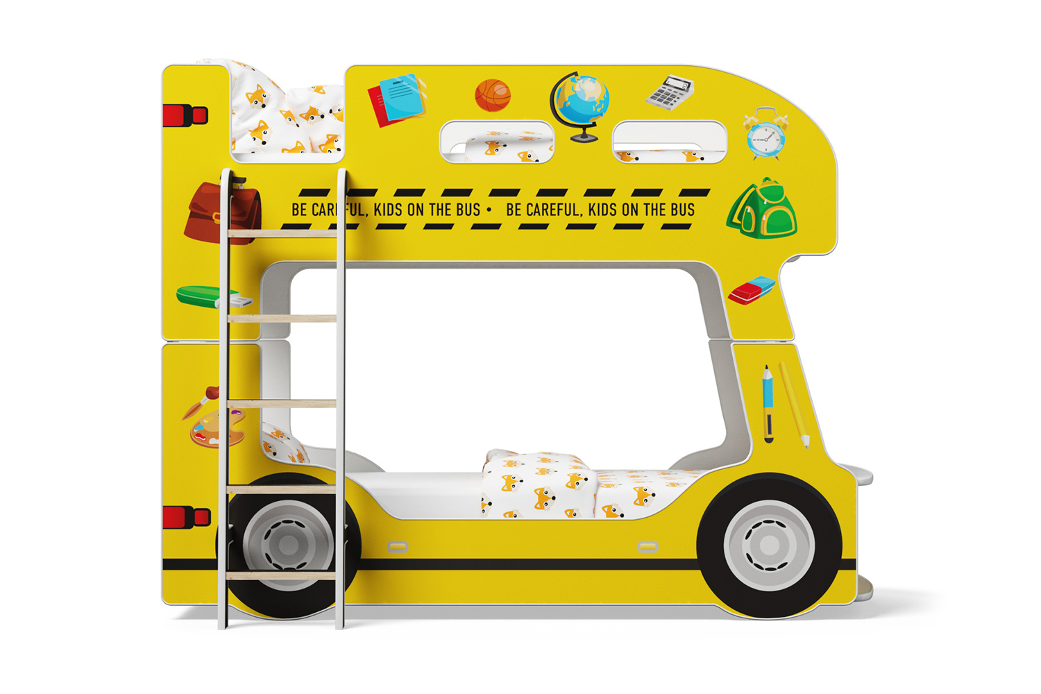 фото Кровать двухъярусная школьный автобус hoff