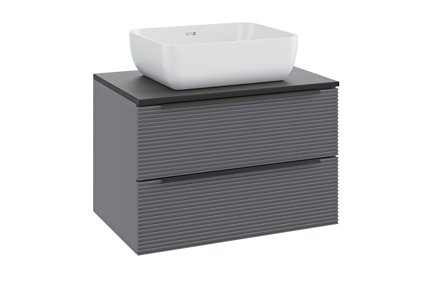 Тумба подвесная RUNO Орлеан 70 см, цвет каркаса серый, чёрный, фасада серый