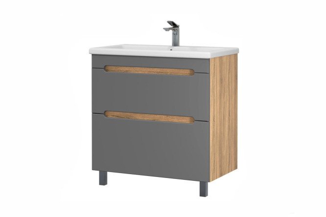 Изображение товара Тумба напольная с раковиной Sanstar Diva 70 459.1-1.4.1.РККОМ 71 см, цвет каркаса дуб вотан, фасада графит софт Изображение товара Тумба напольная с раковиной Sanstar Diva 70 459.1-1.4.1.РККОМ 71 см, цвет каркаса дуб вотан, фасада графит софт