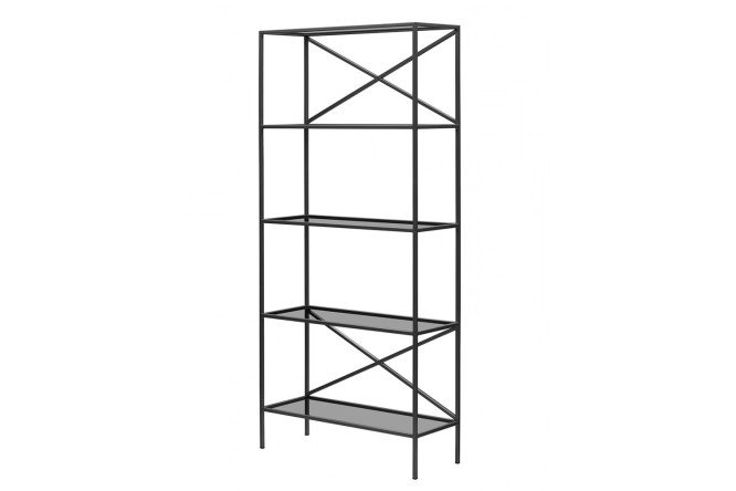 Изображение товара Стеллаж Karin черного цвета из стали и стекла 80х175х30 см