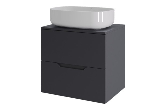 Изображение товара Тумба подвесная ORANGE Line 60Li-60TugMDF+B07-540W, графит, 60,5 см