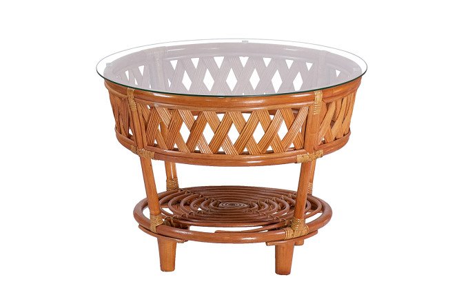 Изображение товара Стол Черчилль из стекла и ротанга 70х55х70 см стильная мебель