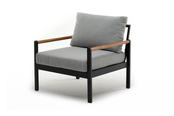 Изображение товара Кресло Maya цвет каркаса тёмный графит, натуральный тик, мягких элементов тёмно-серый