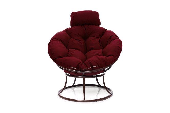 Изображение товара Кресло мини Папасан цвет каркаса коричневый, мягких элементов бордовый