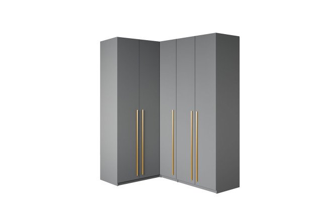 Изображение товара Шкаф угловой 5-ти дверный  София цвет графит с золотыми ручками