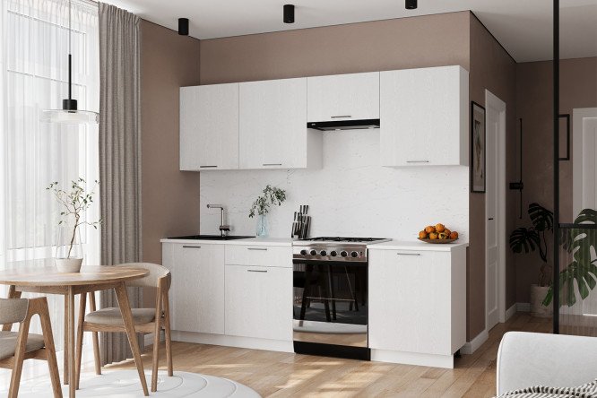 Изображение товара Кухонный гарнитур Лирика 240х217х60 см, цвет каркаса белый, фасада уайт