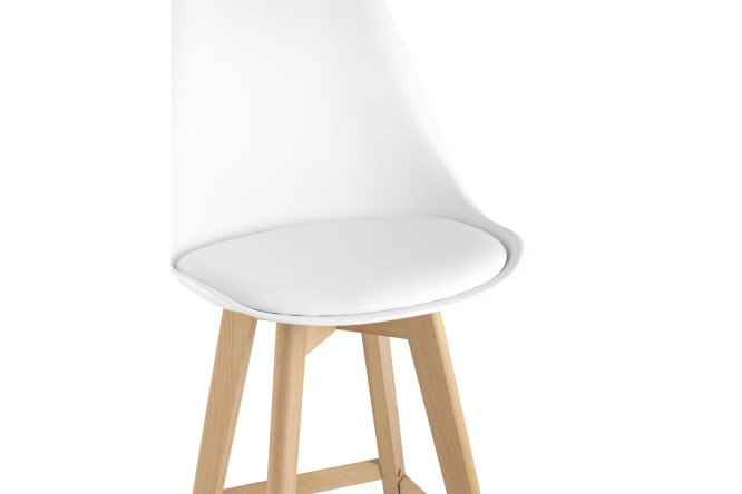 Фото 7 Стул барный Stool Group Frankfurt 48х112х57 см, цвет обивки белый, ножек натуральное дерево
