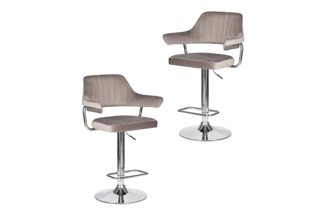 Изображение товара Комплект барных стульев DOBRIN Charly 61х99х54 см, цвет обивки серый, ножек хром