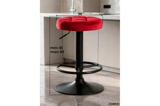Барный табурет DOBRIN Bruno Black 36х61х36 см, цвет обивки бордовый, ножек чёрный