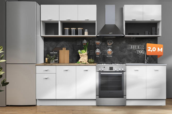 Изображение товара Современная кухня Изида 200х214х60 см белый стильный кухонный гарнитур