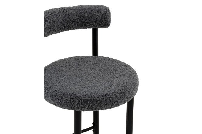 Стул полубарный Stool Group Флорео 54х90х55 см, цвет обивки тёмно-серый, ножек чёрный