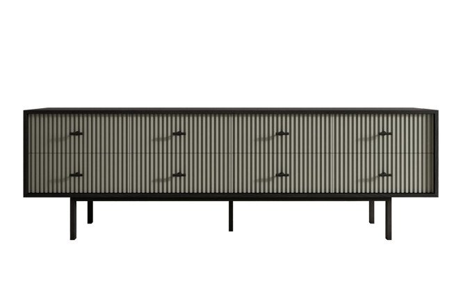 Изображение товара Комод Emerson с 8 ящиками серый и чёрный современный дизайн