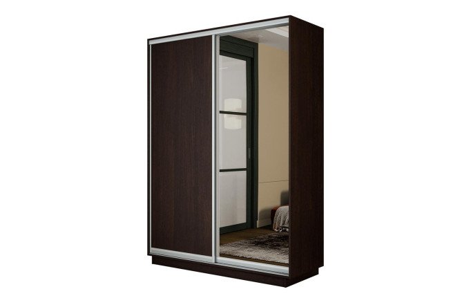 Изображение товара Двухдверный шкаф-купе Slide-2 Венге серебро 120х220х60 см с зеркалом