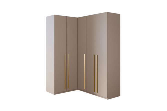 Изображение товара Шкаф угловой 5-ти дверный  София цвет кашемир с золотыми ручками
