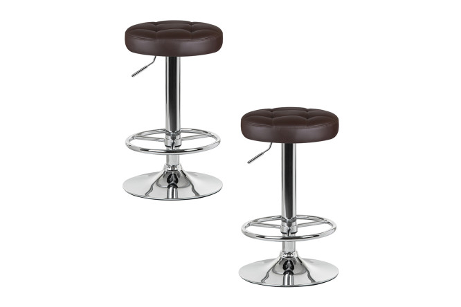 Изображение товара Набор барных табуретов DOBRIN Bruno 36х61х36 см, цвет обивки коричневый, ножек хром