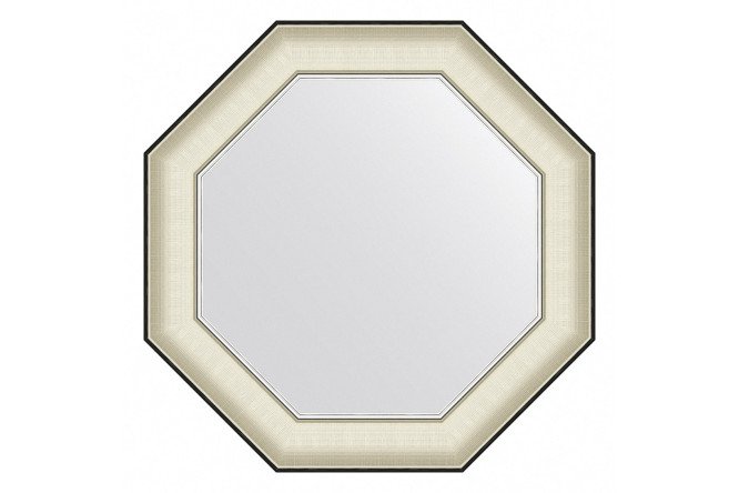 Изображение товара Зеркало в багетной раме EVOFORM Octagon 59х59 см белая кожа хром