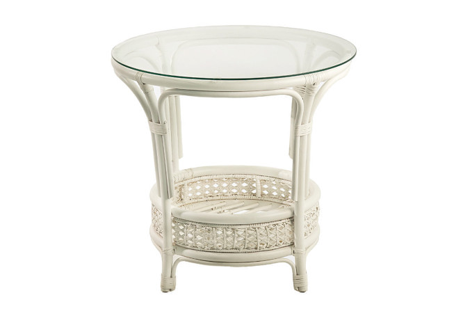 Изображение товара Стол Пеланги 65 см: стекло и ротанг, компактный