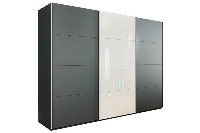 Изображение товара Шкаф-купе 3-дверный Comet 300х240х66 см, серый диамант, белый