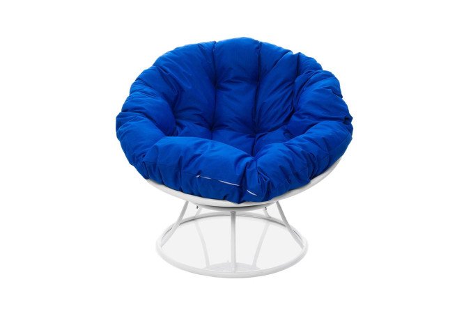 Изображение товара Кресло Папасан белый каркас с синими элементами размер 107х75х107 см Изображение товара Кресло Папасан белый каркас с синими элементами размер 107х75х107 см
