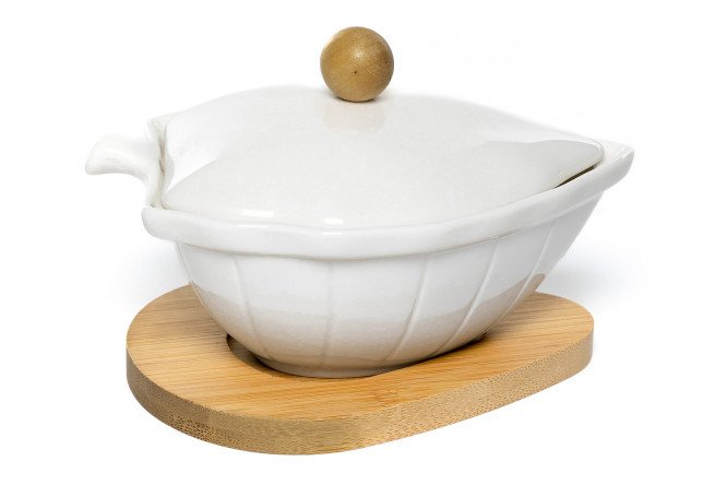 Изображение товара Паштетница с крышкой на подставке Листок - элегантная посуда для сервировки