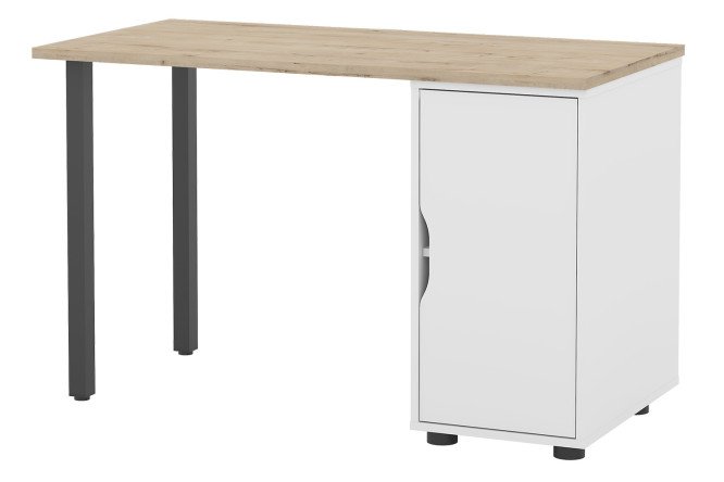 Изображение товара Письменный стол Alexys 120 см с квадратными опорами и тумбой черный белый дуб