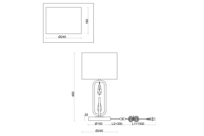 Светильник настольный FREYA FR1007TL-01BS с выключателем E14, 24x46x24 см