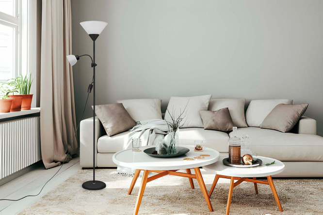 Светильник напольный IN HOME ТНО 02-Е27+Е14Ч с выключателем 22x180x24 см