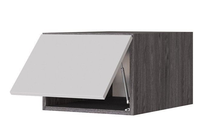 Изображение товара Антресоль шкафная из ЛДСП с перламутровым фасадом и чёрным каркасом