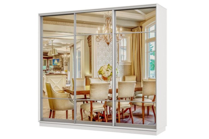 Изображение товара Шкаф-купе 3-дверный Практик 240х240х45 см с зеркалом