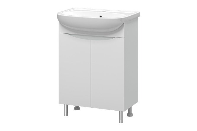 Изображение товара Напольная тумба Смайл 60 с раковиной белый МДФ для ванной комнаты