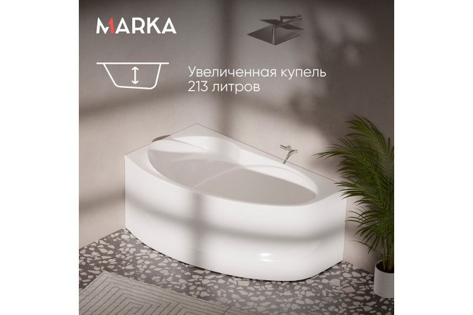 Ванна пристенная Marka One Джулианна (Julianna) L, левый, белый 170x100 см