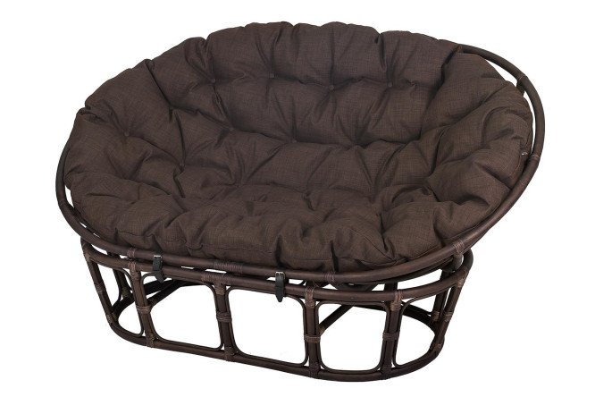 Изображение товара Современный диван Мамасан с ореховым каркасом и коричневыми мягкими элементами